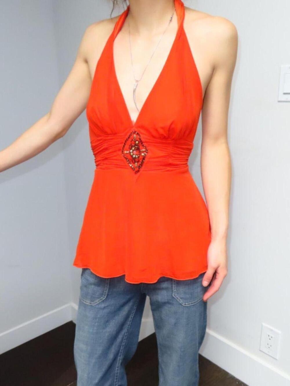 Women's Orange and Red Vests-tanks-cami